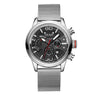 Men's Multifunctional Sports Waterproof Quartz Watch Alloy Case Genuine Leather Strap Round Dial