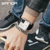 Men's Multifunctional Waterproof Electronic Watch With Zinc Alloy Case Genuine Leather Strap Square Dial And High Hardness Mineral Tempered Mirror