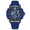 Men's Multifunctional Waterproof Luminous Alloy Case And Silicone Strap Sports Quartz Watch With Round Dial