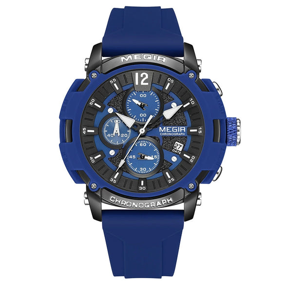 Men's Multifunctional Waterproof Luminous Alloy Case And Silicone Strap Sports Quartz Watch With Round Dial