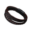 Men's Multilayer Leather Rope Braided Geometric Style Hand Knitted Alloy Magnetic Buckle Bracelet
