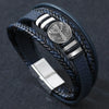 Men's Multilayer Woven Leather And Pu Leather Bracelet With Alloy And Geometric Design Electroplated
