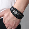 Men's Multilayer Woven Leather And Pu Leather Bracelet With Alloy And Geometric Design Electroplated