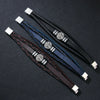 Men's Multilayer Woven Leather And Pu Leather Bracelet With Alloy And Geometric Design Electroplated