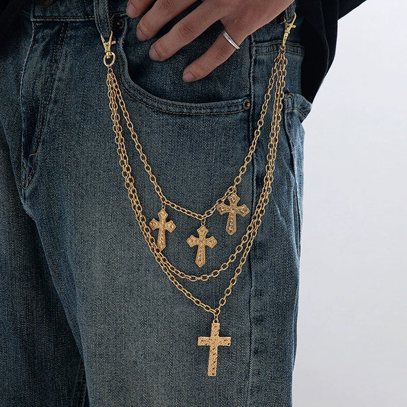 Men's Multilayered Gold Crossbody Body Chains Fashion Accessory