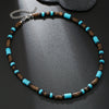 Men's Multilayered Leather Necklace With Black Agate Beads Alloy Pendant Geometric Style Handmade