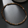 Men's Multilayered Leather Necklace With Black Agate Beads Alloy Pendant Geometric Style Handmade