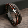 Men's Natural Stone Stainless Steel Geometric Handmade Magnetic Bracelet