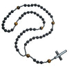 Men's Necklace Religious Cross Pendant Alloy Tiger Eye Stone Handmade Cotton Thread Jewelry