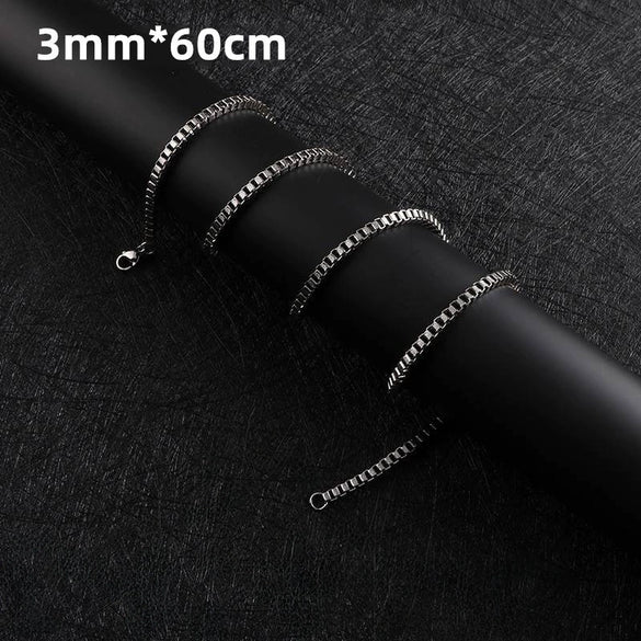 Men's Necklace Stainless Steel Chain Box Chain Titanium Steel Jewelry Pendant Sweater Chain Accessories Keel Personality Chain