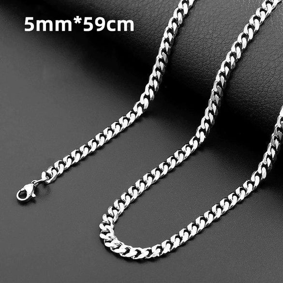 Men's Necklace Stainless Steel Chain Box Chain Titanium Steel Jewelry Pendant Sweater Chain Accessories Keel Personality Chain