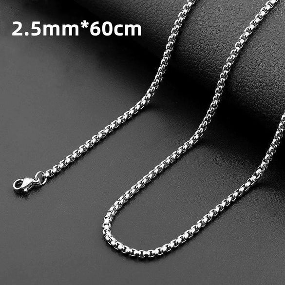 Men's Necklace Stainless Steel Chain Box Chain Titanium Steel Jewelry Pendant Sweater Chain Accessories Keel Personality Chain