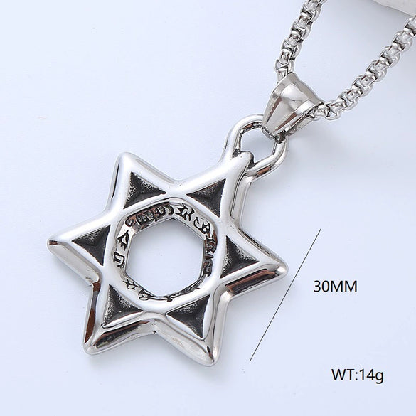 Men's Necklace Titanium Steel Geometric Lion Head Retro Punk Style Polished