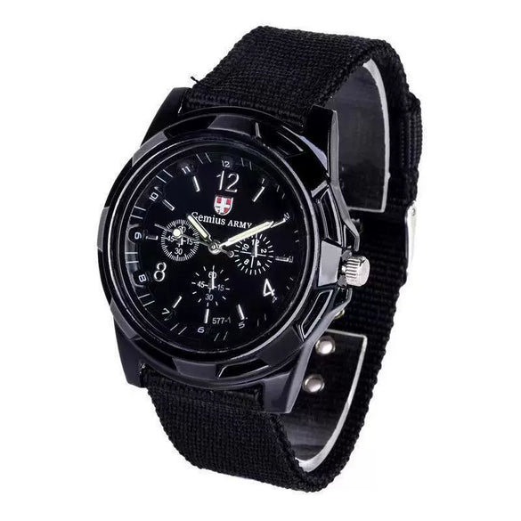 Men's Nylon Woven Strap Quartz Watch Round Alloy Case Stainless Steel Buckle Pointer Display Luminous Sports Leisure Watch