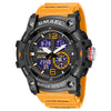 Men's Outdoor Sports Multifunctional Waterproof Watch With Pu Strap And Resin Case Round Dial