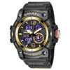 Men's Outdoor Sports Multifunctional Waterproof Watch With Pu Strap And Resin Case Round Dial