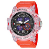 Men's Outdoor Sports Multifunctional Waterproof Watch With Pu Strap And Resin Case Round Dial