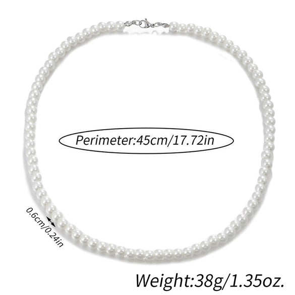 Men's Pearl O Chain Necklace With Geometric Style Handmade Alloy Pendant