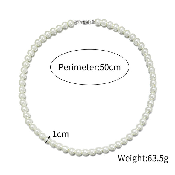 Men's Personality Geometric Handmade Pearl Alloy Necklace