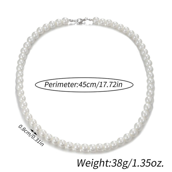 Men's Personality Geometric Handmade Pearl Alloy Necklace