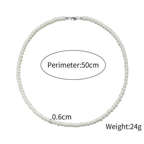 Men's Personality Geometric Handmade Pearl Alloy Necklace