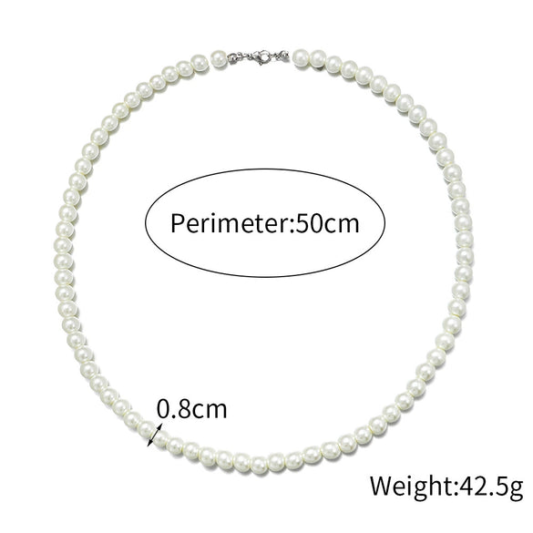 Men's Personality Geometric Handmade Pearl Alloy Necklace