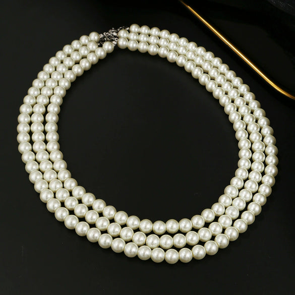 Men's Personality Geometric Handmade Pearl Alloy Necklace
