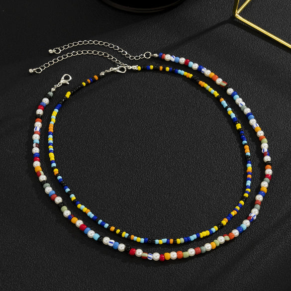 Men's Plastic Resin Geometric Beaded Necklace Set