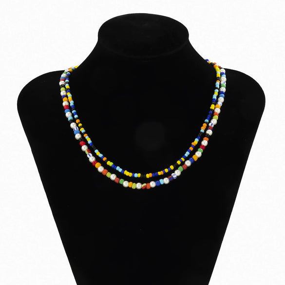 Men's Plastic Resin Geometric Beaded Necklace Set