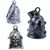Men's Polished Stainless Steel Motorcycle Skull And Cross Bell Pendant Statement Necklace