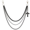 Men's Punk Metal Cross Denim Pants Chain With Multiple Circles