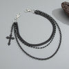 Men's Punk Metal Cross Denim Pants Chain With Multiple Circles