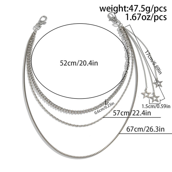 Men's Punk Metal Hiphop Waist Chain With Tassel And Fivepointed Star Accessories