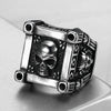 Men's Punk Skull Retro Gothic Stainless Steel Drop Shape Rock Ring Seiko Crafted