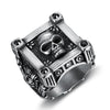 Men's Punk Skull Retro Gothic Stainless Steel Drop Shape Rock Ring Seiko Crafted