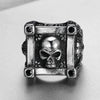 Men's Punk Skull Retro Gothic Stainless Steel Drop Shape Rock Ring Seiko Crafted