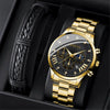 Men's Quartz Belt Watch Casual Business Style Alloy Strap Stainless Steel Buckle Round Dial