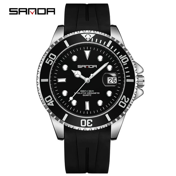 Men's Quartz Watch Alloy Case Silicone Strap Round Dial Leisure Style