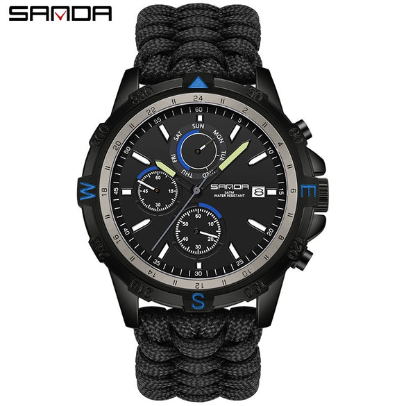 Men's Quartz Watch Zinc Alloy Outdoor Mountaineering Sports Detachable Woven Round Simple Style