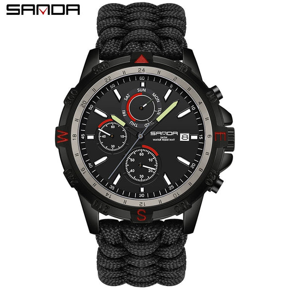Men's Quartz Watch Zinc Alloy Outdoor Mountaineering Sports Detachable Woven Round Simple Style