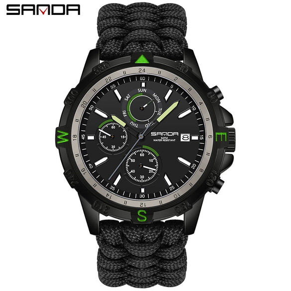 Men's Quartz Watch Zinc Alloy Outdoor Mountaineering Sports Detachable Woven Round Simple Style