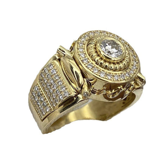 Men's Retro Alloy Inlaid White Zircon Geometric Ring With Electroplating