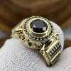Men's Retro Alloy Inlaid White Zircon Geometric Ring With Electroplating