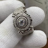 Men's Retro Alloy Inlaid White Zircon Geometric Ring With Electroplating