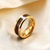 Men's Retro Geometric Black Wood Grain Tungsten Steel Ring With Electroplated Finish For Unisex Wear