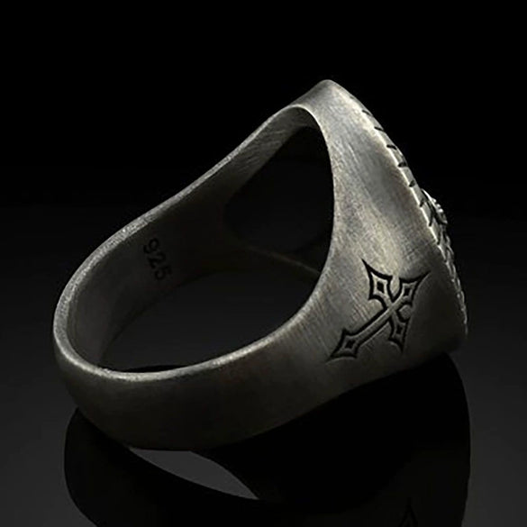 Men's Retro Oval Alloy Oxidized Silver Ring