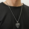 Men's Retro Punk Necklace With Flying Dragon Pendant Alloy Titanium Steel Square Pearl Chain Electroplating