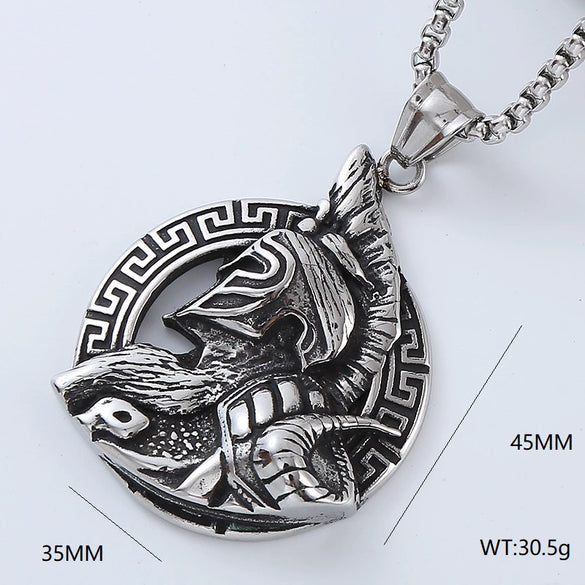 Men's Retro Punk Street Fashion Long Stainless Steel Necklace With Geometric Pattern And Polishing Treatment