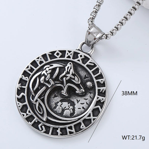 Men's Retro Punk Street Fashion Long Stainless Steel Necklace With Geometric Pattern And Polishing Treatment