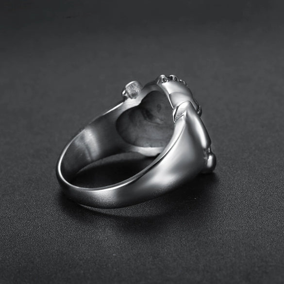 Men's Retro Skull Titanium Steel Ring With Electroplated Stainless Steel Personality Design